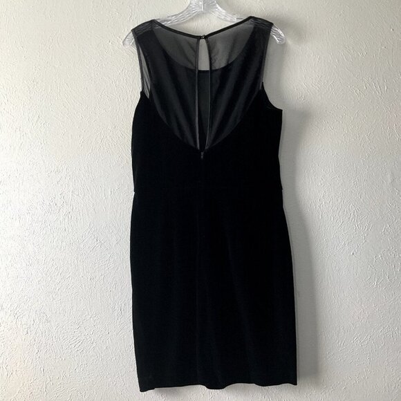 Frederick's of Hollywood Dress Women XL Black Velvet Sheer Mesh Deep V-Neck Zip - Picture 4 of 13